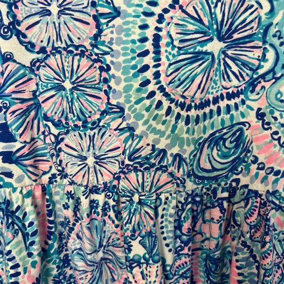 Lilly Pulitzer Girls Mini Geanna Blue and Pink Short Sleeve Floral Dress 4-5 - Picture 3 of 6